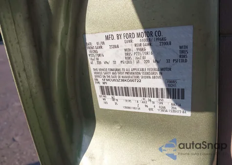 2008 Ford Escape Xlt из США, поврежденный, VIN 1FMCU03Z38KD00722